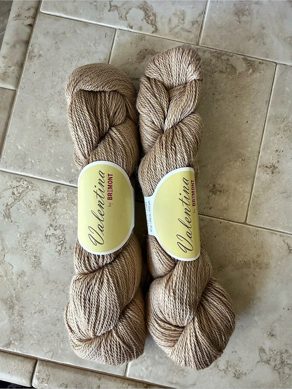 Valentina by Bremont Alpaca Wool Yarn 2 Hanks in Light Brown NWT